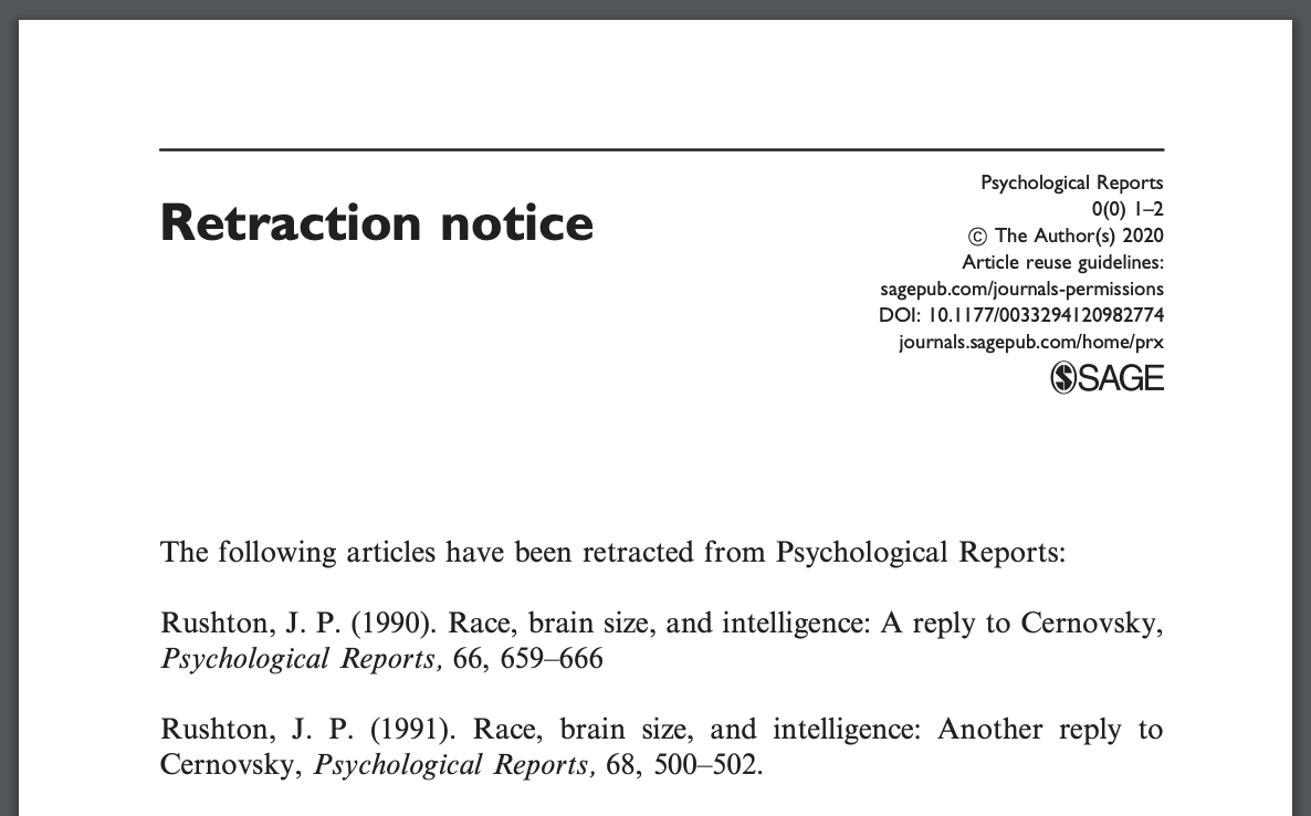 Psychology Journal Retracts Two Articles For Being Unethical Scientifically Flawed And Based On Racist Ideas And Agenda Retraction Watch
